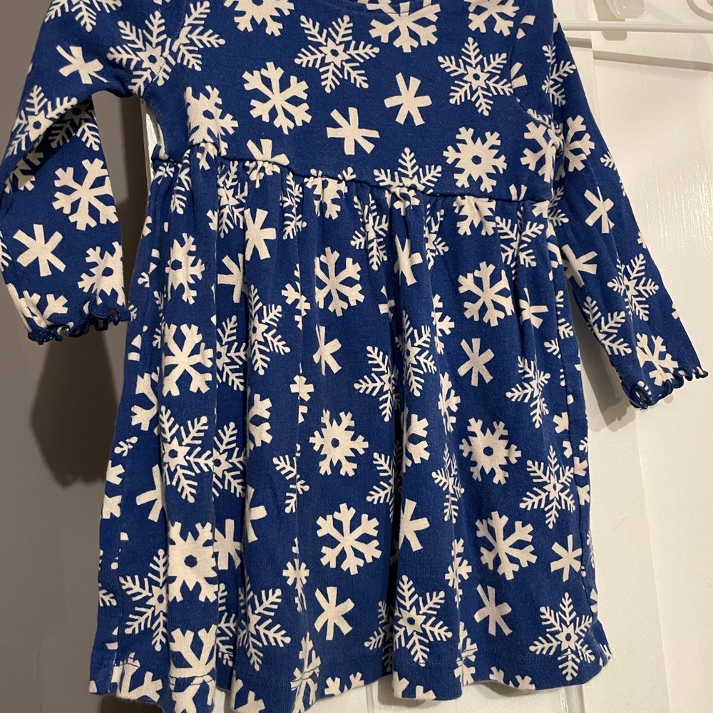 Hanna Andersson Blue Snowflake toddler Dress 2T
